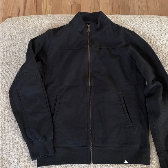 NWOT American Giant Black Zip Up Moto Jacket Mens sz small mockneck fleece